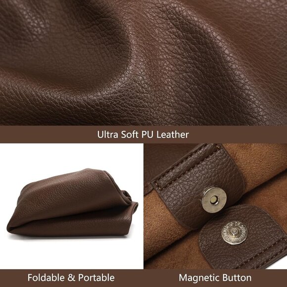 Versatile Slouchy Tote Bag in Coffee Vegan Leather - Perfect for Women on the Go - Picture 5 of 6